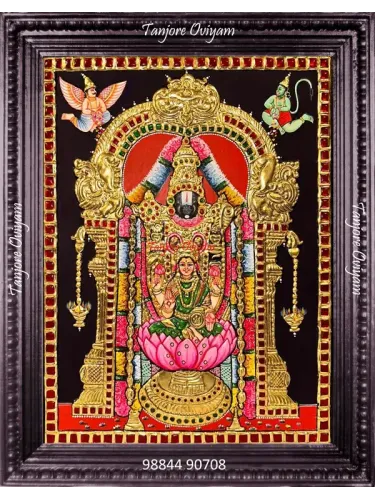 Balaji with Goddess Lakshmi Tanjore painting gold foil Tirupati Balaji Lakshmi traditional artwork